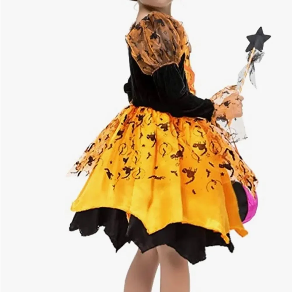 Orange & Black Girl Halloween Costume Size M